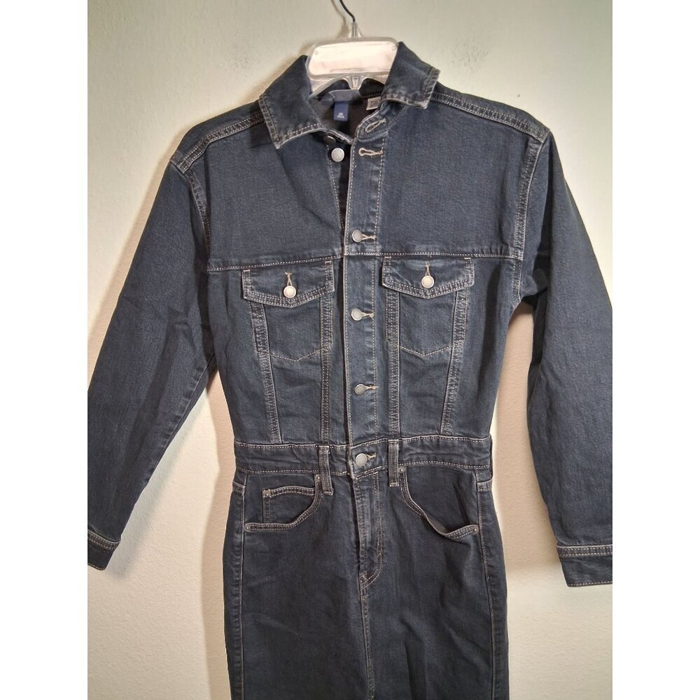 NWOT Universal Thread Denim Maxi Dress Black Wash Jean Women's Size 00 - Picture 2 of 5